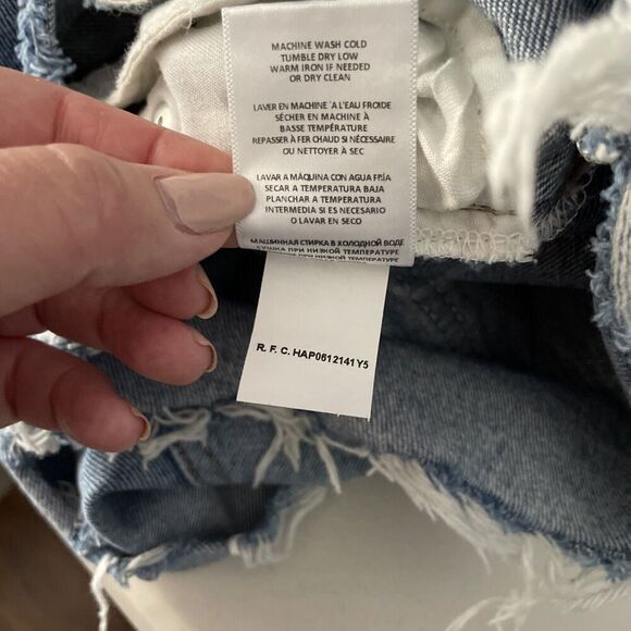 Re/Done 70S High Rise Shorts Womens 28" Waist Denim Buttonfly Distressed Cutoffs - Picture 5 of 10